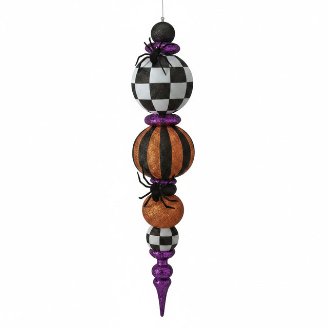 52"|25" Glitter Halloween Finial | Purple, Orange, Black, White