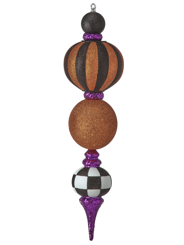 52"|25" Glitter Halloween Finial | Purple, Orange, Black, White