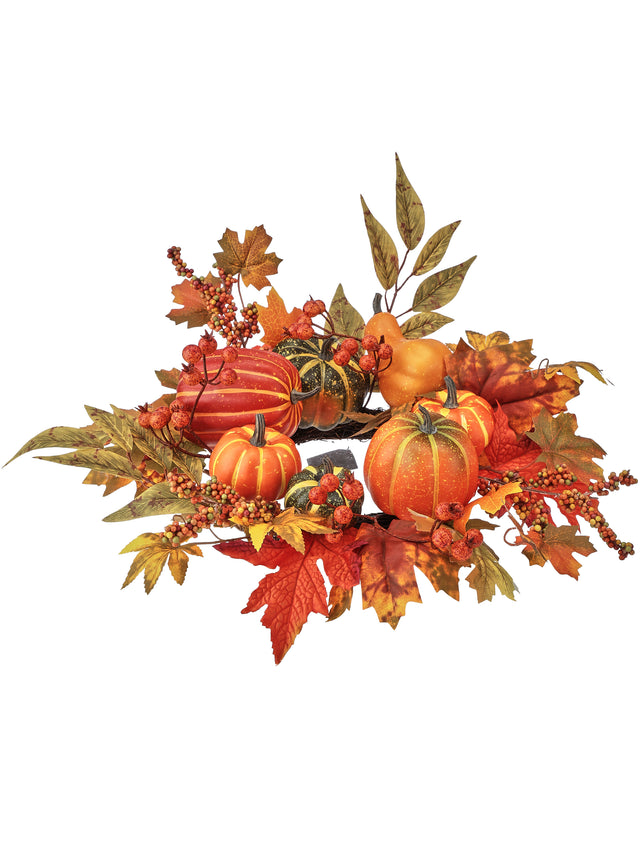 12" Autumnal Gourd & Berry Candle Ring