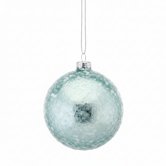 3" Glass Sequin Pearlized Ball Ornament | Green Blue Pink Pastel