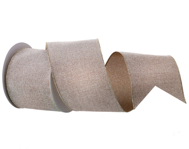 4" x 10 Yards Beige Sugar Linen Ribbon
