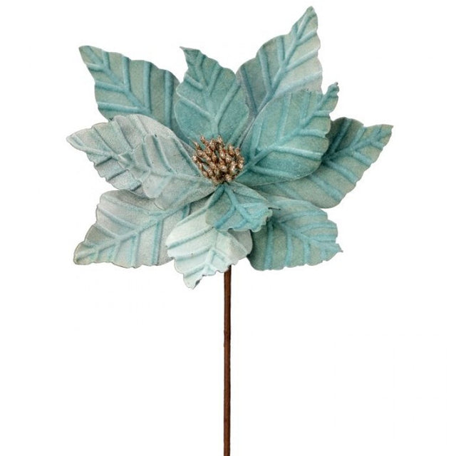 24" Velvet Glitter Center Poinsettia Stem