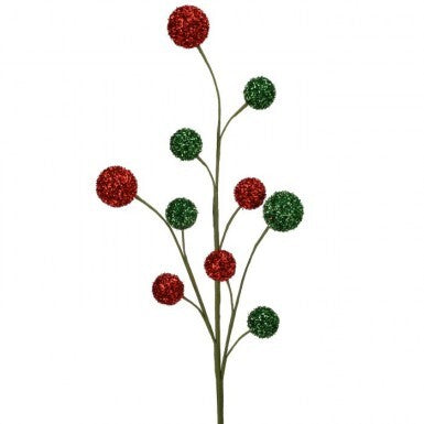 30" Glitter Ball Spray | Red & Green