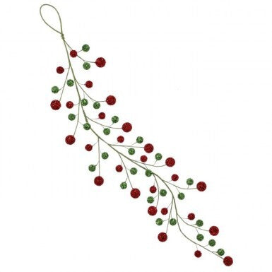 53" Glitter Ball Garland | Green & Red