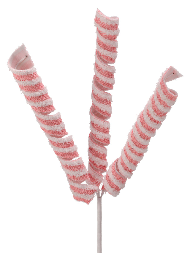19" Pink | White | Chenille Curled Candy Spray