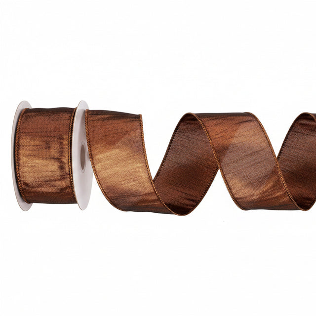 2.5"x10YDS Copper Metallic Dupion Ribbon