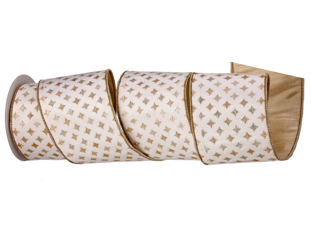 4" x 5 Yards Kismit Glitter Print Velvet Ribbon