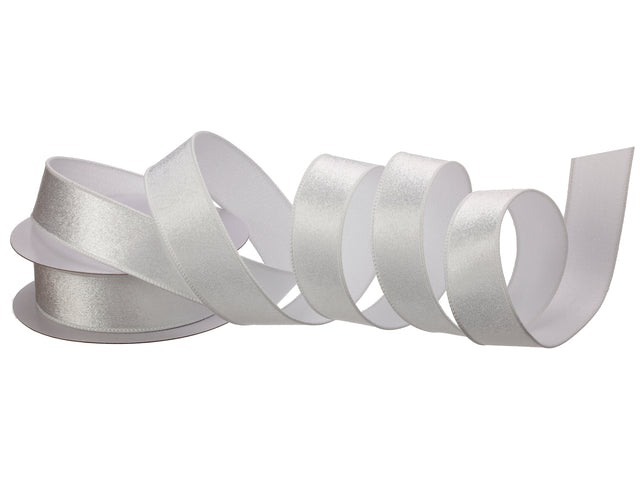 1.5" White Velvet | Dupion Back | Wired Ribbon | 10 Yards