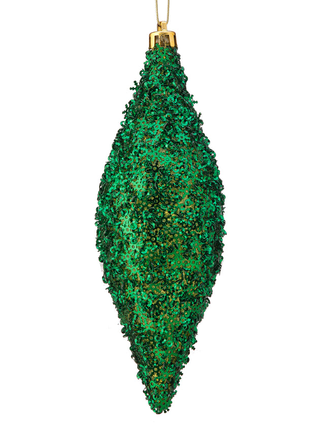 7" Green Metallic | Snowflake | Finial Ornament