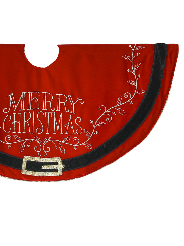 24" Burgundy Velvet | Santa Belt | "Merry Christmas" | Tree Skirt