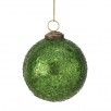 4" Green Metallic Crackle Glass Ball Ornament