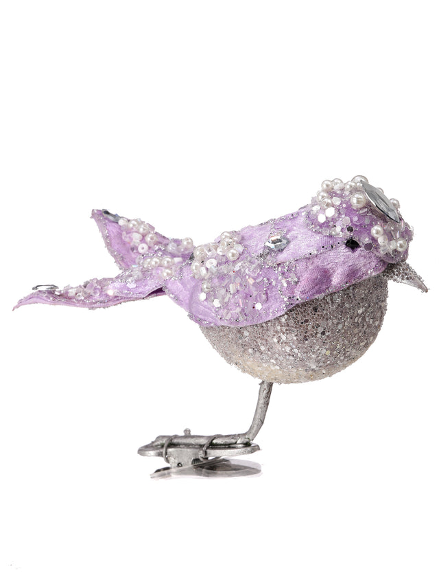 4.5" Lavender | Jeweled Bird | Clip Ornament