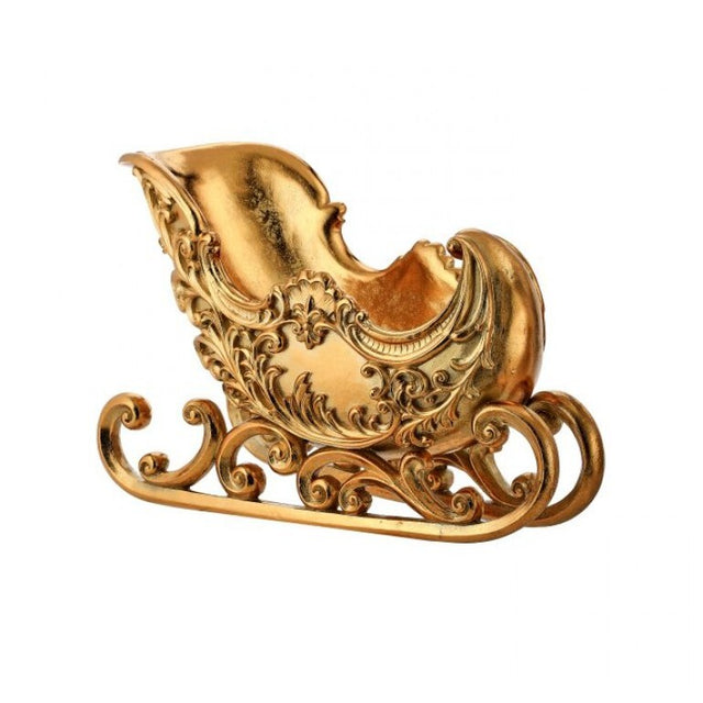 15" Gold Resin Scroll Sleigh