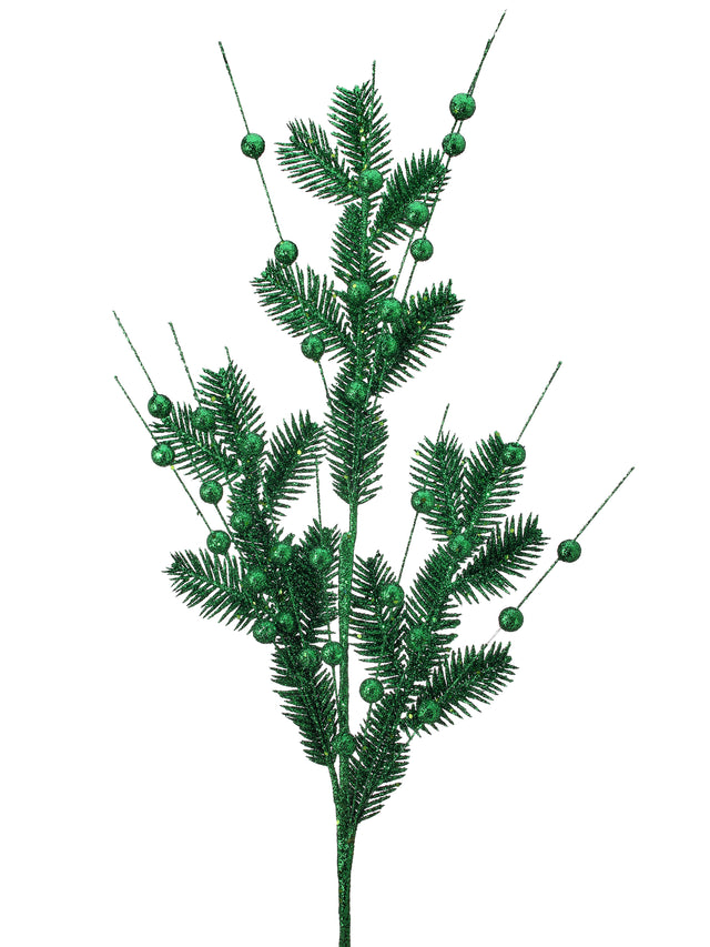 33" Green Glitter | Spruce Berry Spray