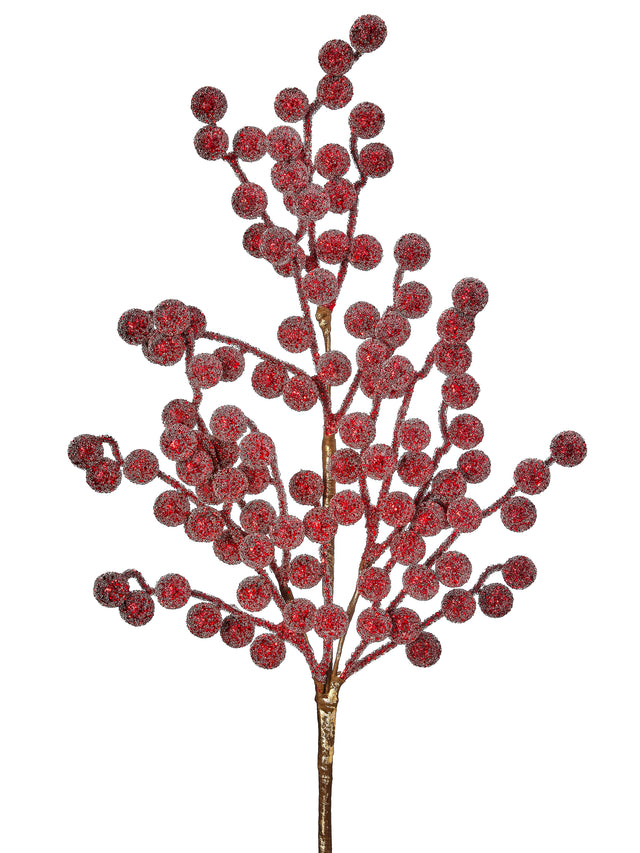 29" Burgundy Metallic Glitter Berry Spray