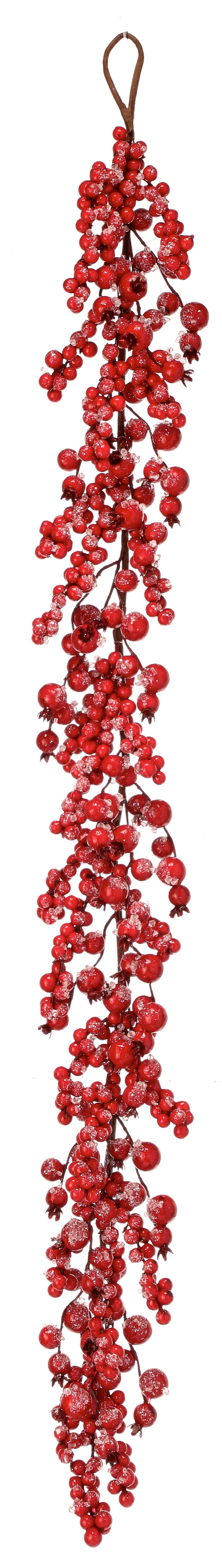 48" Red Iced Glitter | Crown Berry Garland