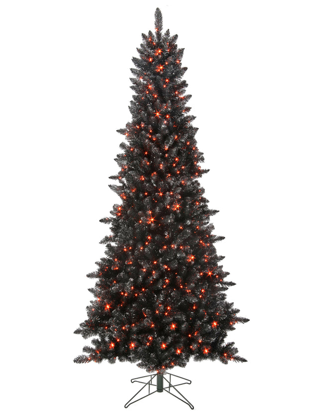 7.5' Dual Lit Blackforest Tree with Orange Lights