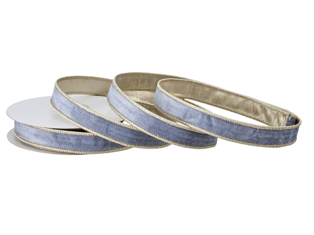 1" x 10 Yards Velvet Pastel Ribbon with Gold Edge | Blue, Pink, Ivory, Mint Green, Lavender