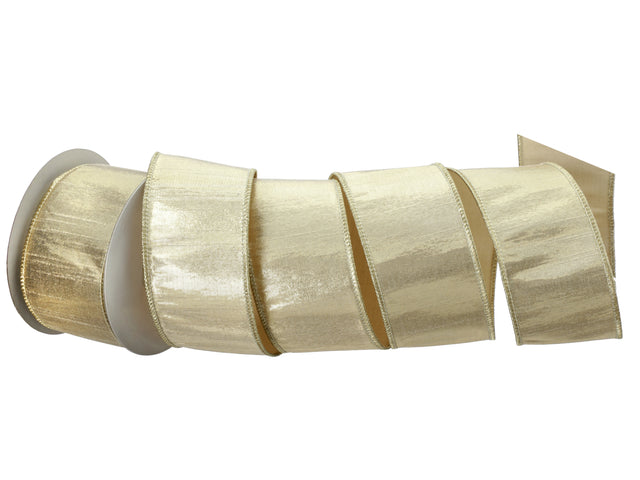 2.5" x 10 Yards Metallic Dupion Ribbon | Champagne or Platinum