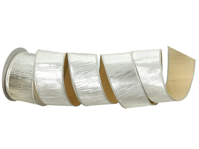 2.5" x 10 Yards Metallic Dupion Ribbon | Champagne or Platinum