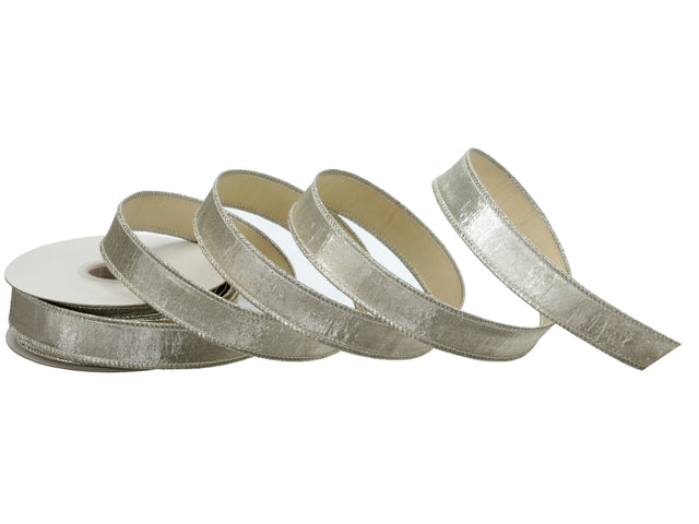 1" x 10 Yards Metallic Dupion Ribbon | Champagne or Platinum