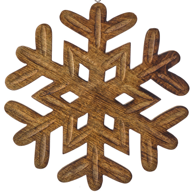 12 inch Mango Wood Snowflake Ornament