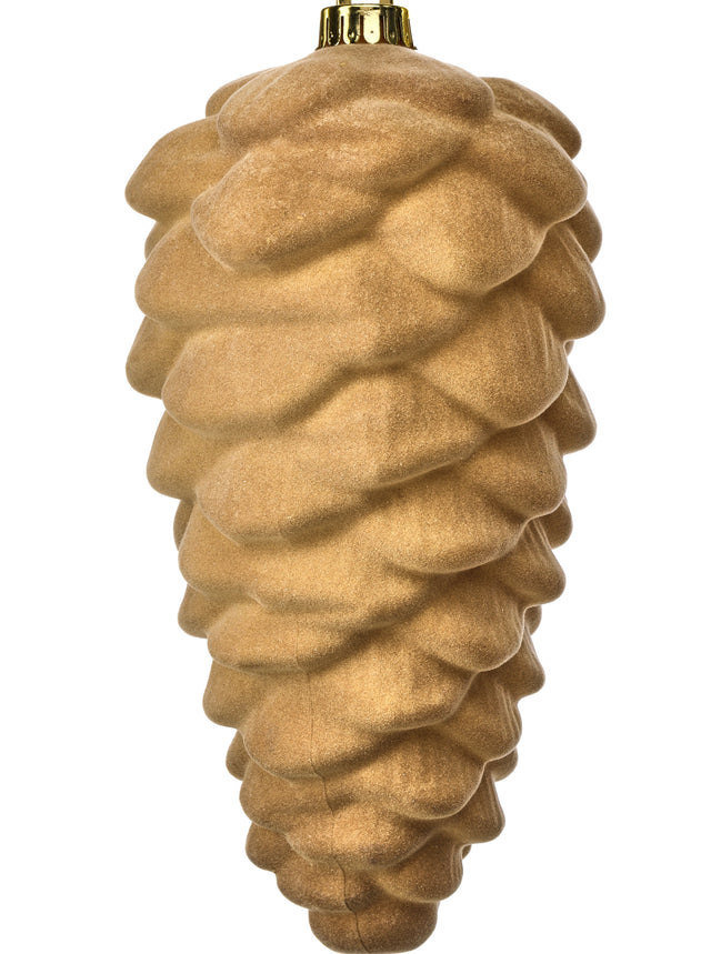 10" Flocked Pinecone Ornament Set of 3 | Green or Tan
