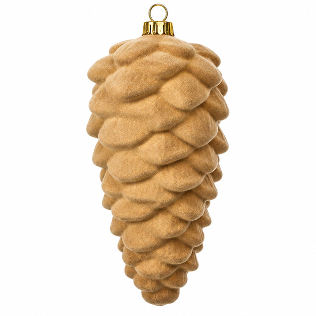 Flocked Pinecone Ornament Set of 3, Green or Tan, additional view