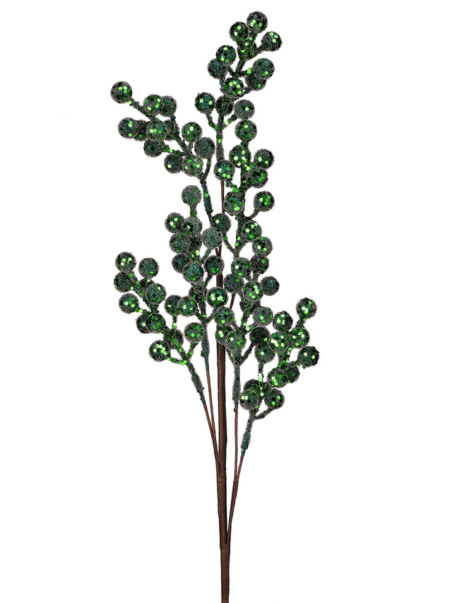 36" Glitter Berry Spray | Available in Gold, Green, and Red