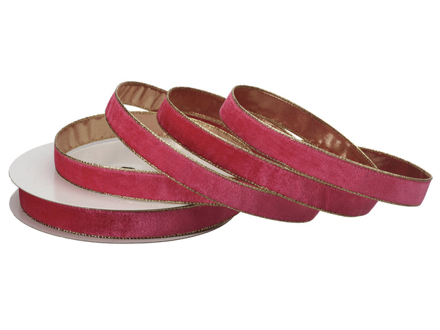 1" x 20 Yards Wired Velvet Ribbon with Metallic Edge | Available in MANY Colors