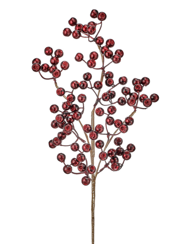25" Burgundy Metallic Sugar Berry Spray