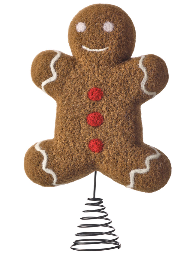 14" “Wool”-Like Gingerbread Man Tree Topper