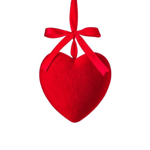 9" Flocked Heart Hanging Ornament | Available in Hot Pink and Red