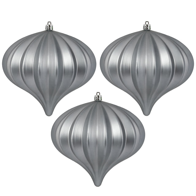 Pewter Matte Onion Christmas Ornament 5.7", UV treated, Set of 3