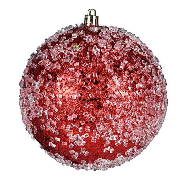 4" Glitter Hail Ball Ornament, 6/Bag