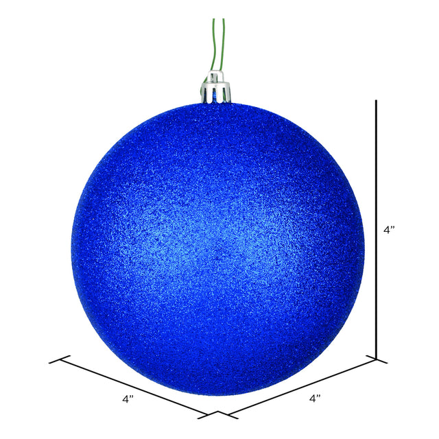 Midnight Blue Glitter Ball Ornament 4"