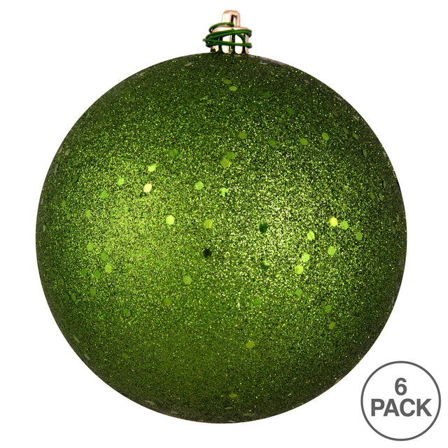 4" Juniper Green Sequin Ball Ornament, 6 per Bag