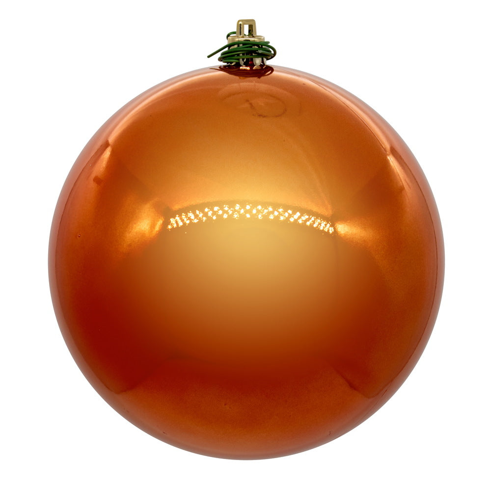 3" Burnish Orange Pearl UV Drilled Ball Ornament | Set of 12