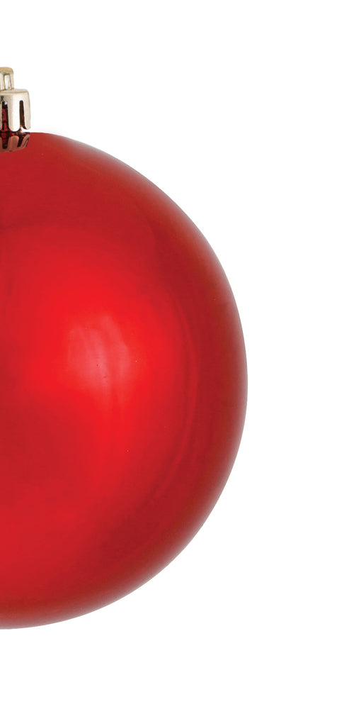 6" Red Shiny Ball UV Drilled Cap Shatterproof Bag of 4