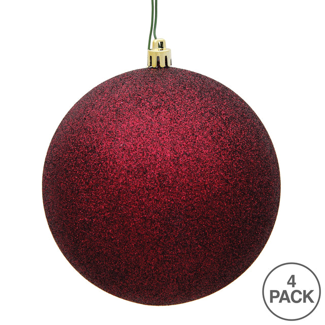 Dark Red Glitter Ball Ornament 6"
