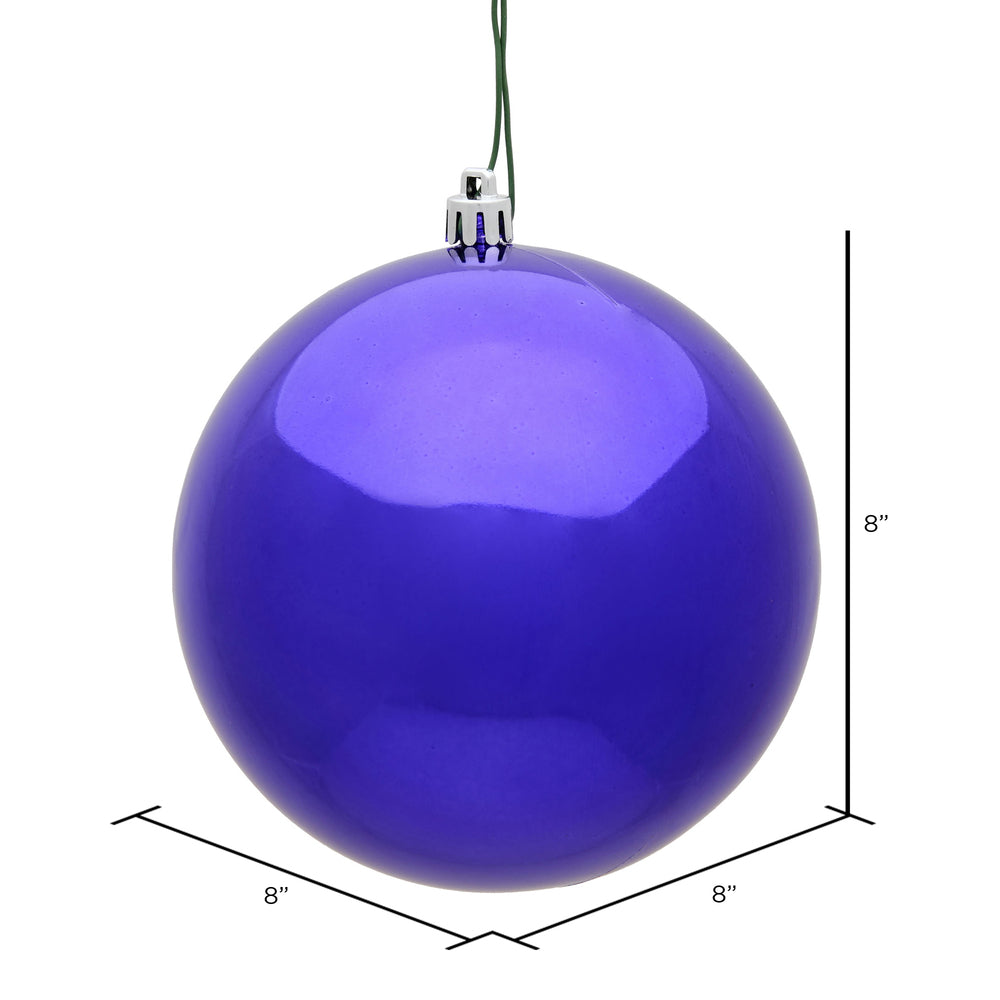 8" Purple Shiny Shatterproof Ball Ornament