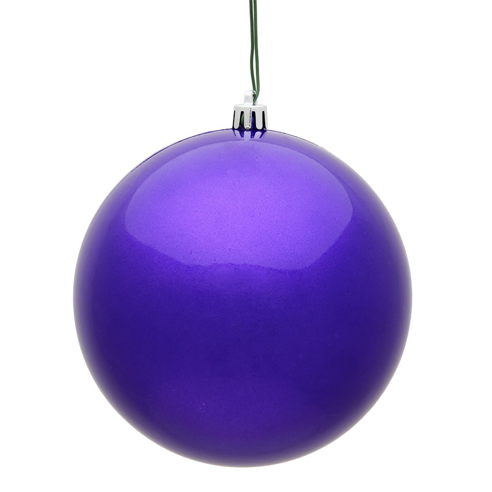 6" Purple Shiny Shatterproof Ball Ornament | Pack of 4