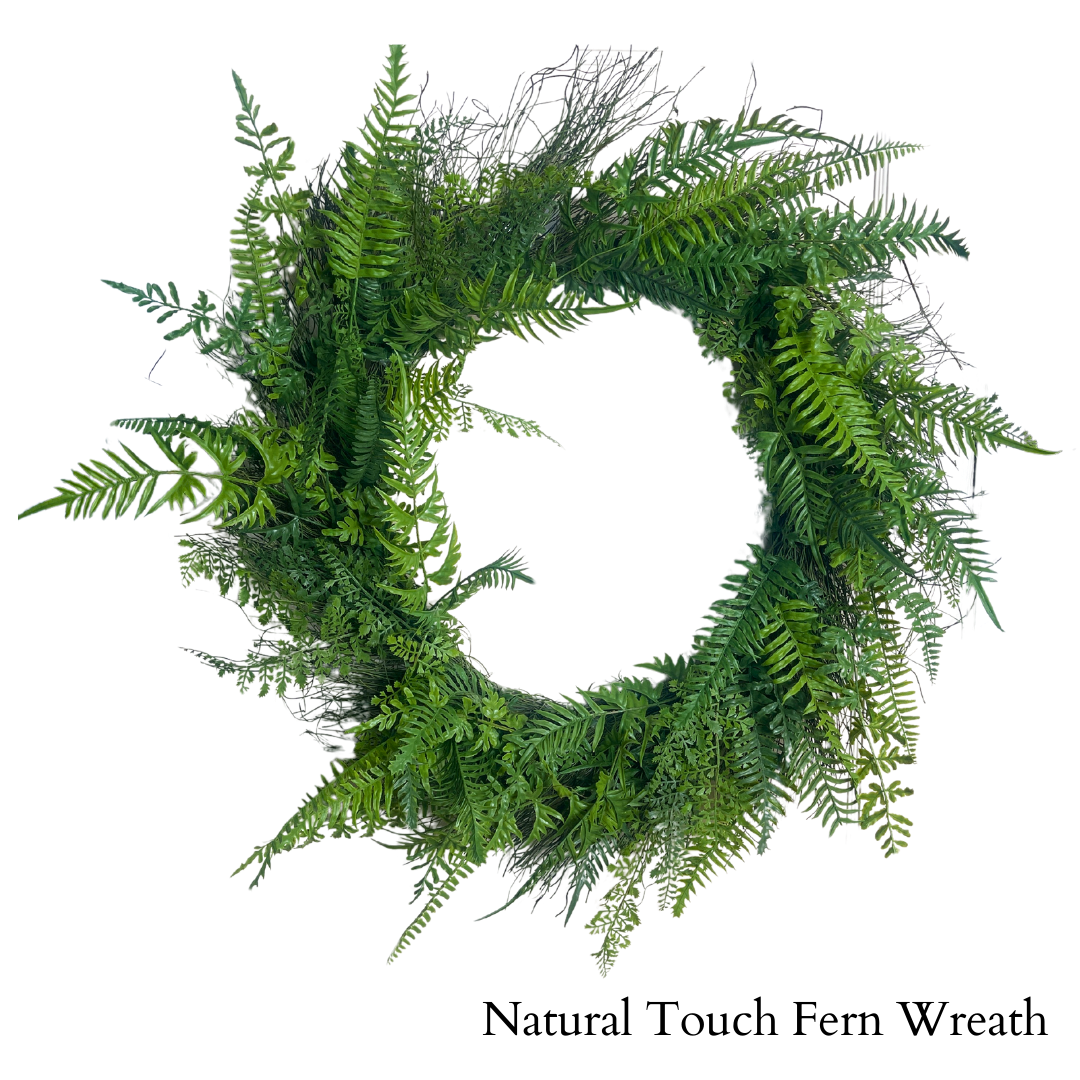 36" Natural Touch Fern Wreath | UV Treated