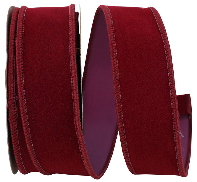 Burgundy Velvet Outdoor Duro Domestic Wired Edge, 1-3/8 Width, 10 Yards