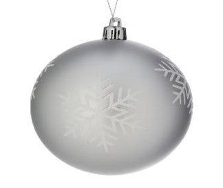 100MM Glitter Snowflake VP Ball Ornament, 4 Per Box