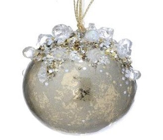4" Heavy Jeweled Ball Ornament | Sapphire Red Gold Ivory Emerald
