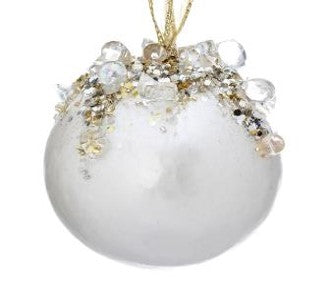 4" Heavy Jeweled Ball Ornament | Sapphire Red Gold Ivory Emerald