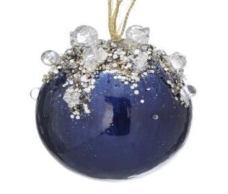 4" Heavy Jeweled Ball Ornament | Sapphire Red Gold Ivory Emerald