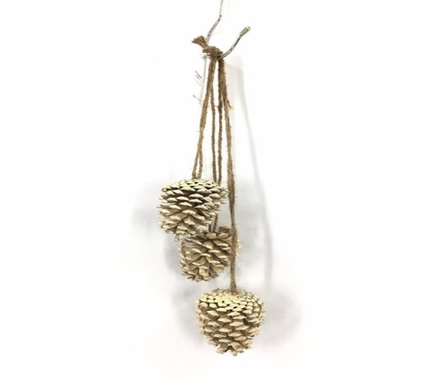 18" Triple Painted Pinecone Drop with Jute