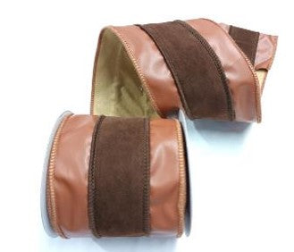 4" Leather with Suede Overlay Ribbon- 5 Yards